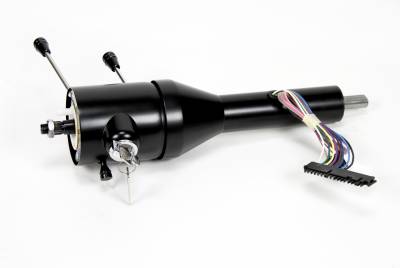 12" Tilt Floor Shift Steering Column with Keyed Ignition - Black Powder Coated