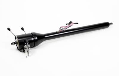 28" Tilt Floor Shift Steering Column with Keyed Ignition - Black Powder Coated